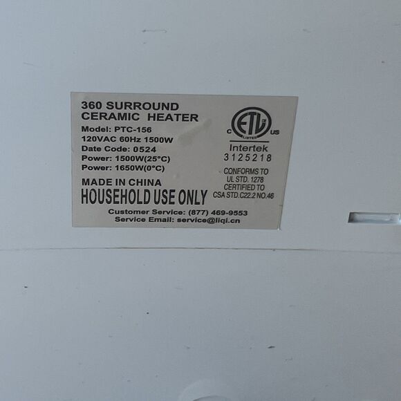 360 Heater PTC-156 ceramic 360° 1500 watt space heater Room Warm - Picture 11 of 12